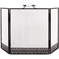 Dibor Portátil de Cristal Mango Negro Metal Fire Pit Protector de Pantalla de Chispas